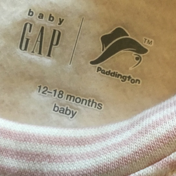 Baby Gap Girls Paddington Bear One Piece Pink White Sweatshirt Outfit Cotton - Picture 5 of 6